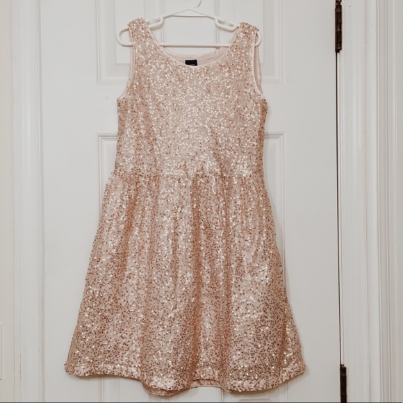 GAP Other - Gap Kids Fit and Flare Sequin Dress Rose Gold M